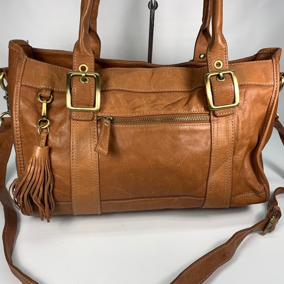 G.H. Bass & Co. Handbags - G.H. Bass Genuine Leather Large Zip Double Handles Tote Crossbody Bag